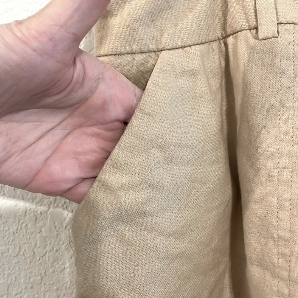 Ava + Viv Women Shorts Size 18 Khaki Cotton Linen Relax Fit High Waist Preppy